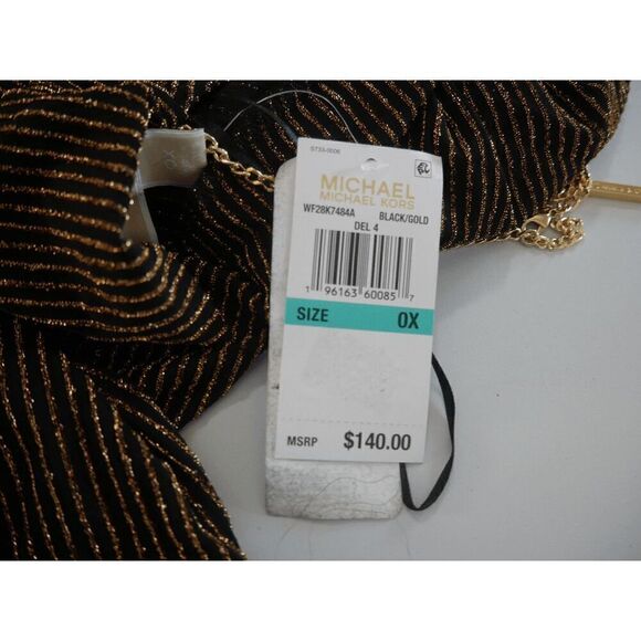 Michael Kors Women's Plus Size Sparkle Long Sleeve Cowl Back Dress Size 0X - Picture 6 of 6